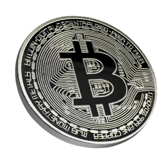 Collector's Edition Bitcoin Coin - Commemorative Cryptocurrency Collectible in Protective Acrylic Display Case - Perfect for Crypto Enthusiasts, Coin Collectors, and Gifts (Silver)