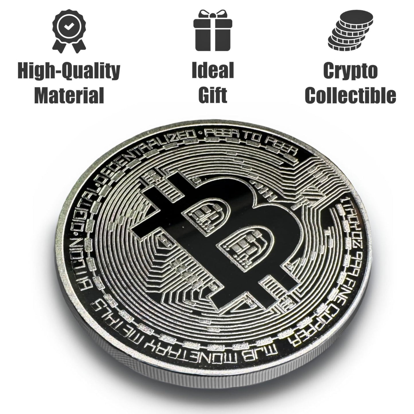 Collector's Edition Bitcoin Coin - Commemorative Cryptocurrency Collectible in Protective Acrylic Display Case - Perfect for Crypto Enthusiasts, Coin Collectors, and Gifts