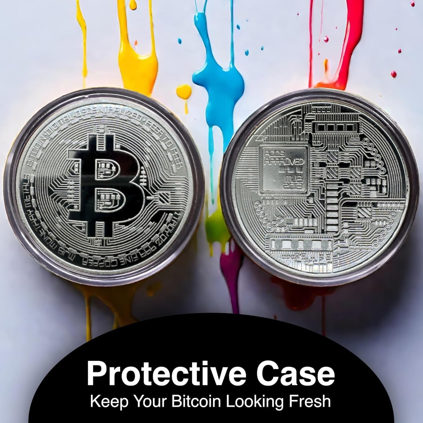 Collector's Edition Bitcoin Coin - Commemorative Cryptocurrency Collectible in Protective Acrylic Display Case - Perfect for Crypto Enthusiasts, Coin Collectors, and Gifts