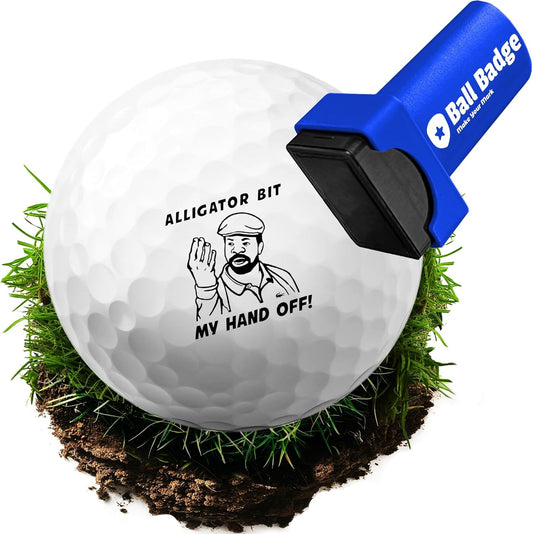 HODL 21 Ball Badge - Golf Ball Stamp (The Happy Series), Self-Inking Golf Ball Stamper, Golf Ball Marker, Reusable Golf Ball Marking Tool to Identify Golf Balls (Alligator Bit My Hand Off)