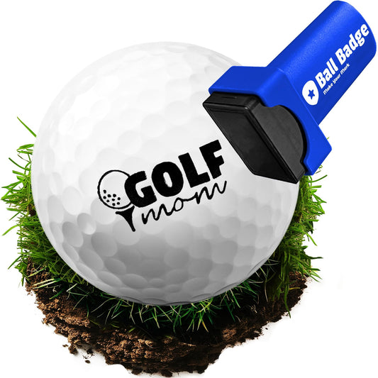 Ball Badge Golf Ball Stamp – Self-Inking Golf Marker, Quick-Dry & Waterproof – No Leaks, No Messy Refills – Durable, Reusable Golf Ball Stamper Golfing Gift & Accessory (Golf Mom Ball and Tee)