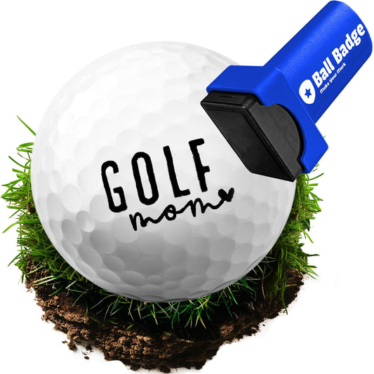 Ball Badge Golf Ball Stamp – Self-Inking Golf Marker, Quick-Dry & Waterproof – No Leaks, No Messy Refills – Durable, Reusable Golf Ball Stamper Golfing Gift & Accessory (Golf Mom Heart)