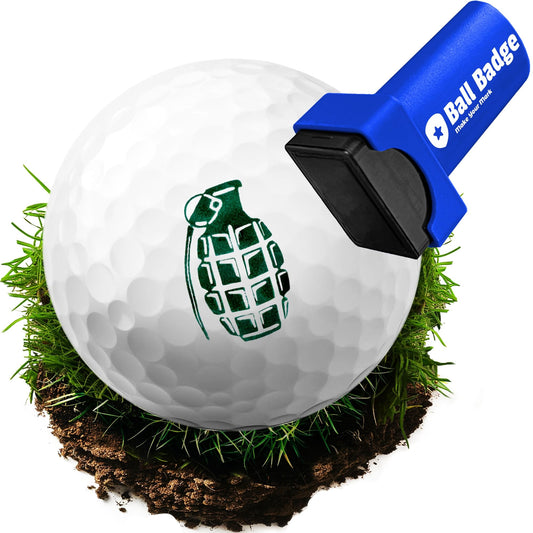 HODL 21 Ball Badge - Golf Ball Stamp, Self-Inking Golf Ball Stamper, Golf Ball Marker, Reusable Golf Ball Marking Tool to Identify Golf Balls - Reusable Ink Stamp (Green Grenade)